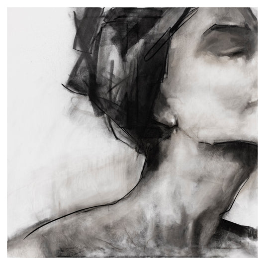 Kvinne i svart - Mixed Media/Kull