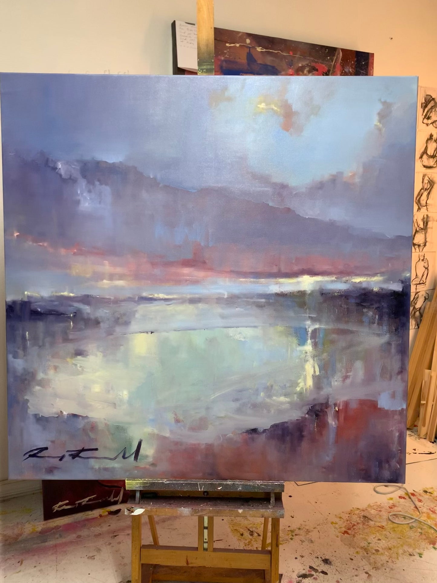 Original abstract landscape painting - 120x120cm